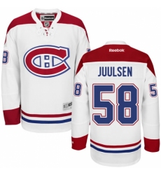 Men's Reebok Montreal Canadiens #58 Noah Juulsen Authentic White Away NHL Jersey