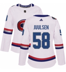 Women's Adidas Montreal Canadiens #58 Noah Juulsen Authentic White 2017 100 Classic NHL Jersey