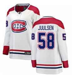 Women's Montreal Canadiens #58 Noah Juulsen Authentic White Away Fanatics Branded Breakaway NHL Jersey