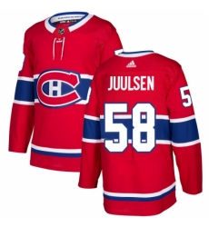 Youth Adidas Montreal Canadiens #58 Noah Juulsen Premier Red Home NHL Jersey