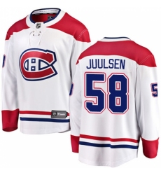 Youth Montreal Canadiens #58 Noah Juulsen Authentic White Away Fanatics Branded Breakaway NHL Jersey