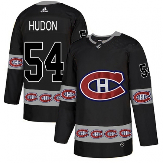 Men's Adidas Montreal Canadiens #54 Charles Hudon Authentic Black Team Logo Fashion NHL Jersey Men's Adidas Montreal Canadiens #54 Charles Hudon Authentic Black Team Logo Fashion NHL Jersey