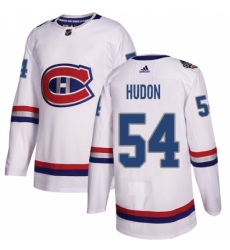 Men's Adidas Montreal Canadiens #54 Charles Hudon Authentic White 2017 100 Classic NHL Jersey