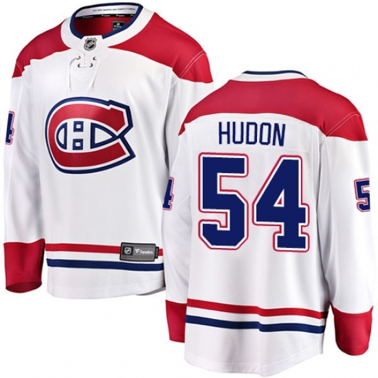 Men's Montreal Canadiens #54 Charles Hudon Authentic White Away Fanatics Branded Breakaway NHL Jersey Men's Montreal Canadiens #54 Charles Hudon Authentic White Away Fanatics Branded Breakaway NHL Jersey