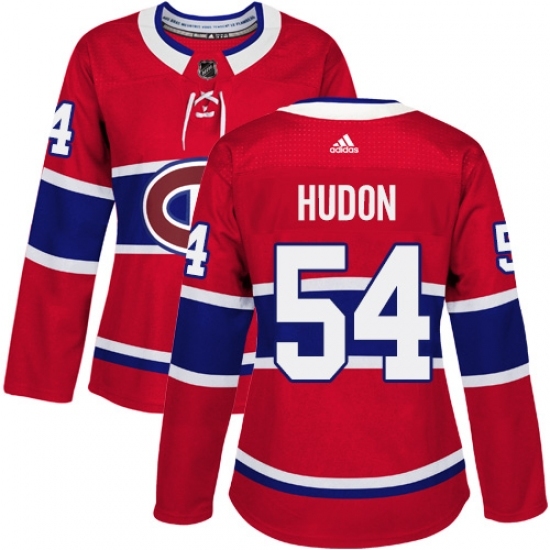 Women's Adidas Montreal Canadiens #54 Charles Hudon Authentic Red Home NHL Jersey Women's Adidas Montreal Canadiens #54 Charles Hudon Authentic Red Home NHL Jersey