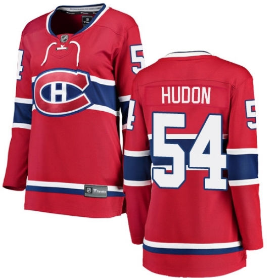 Women's Montreal Canadiens #54 Charles Hudon Authentic Red Home Fanatics Branded Breakaway NHL Jersey Women's Montreal Canadiens #54 Charles Hudon Authentic Red Home Fanatics Branded Breakaway NHL Jersey