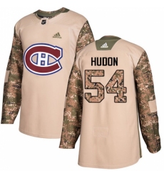 Youth Adidas Montreal Canadiens #54 Charles Hudon Authentic Camo Veterans Day Practice NHL Jersey