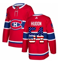 Youth Adidas Montreal Canadiens #54 Charles Hudon Authentic Red USA Flag Fashion NHL Jersey