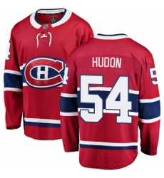 Youth Montreal Canadiens #54 Charles Hudon Authentic Red Home Fanatics Branded Breakaway NHL Jersey