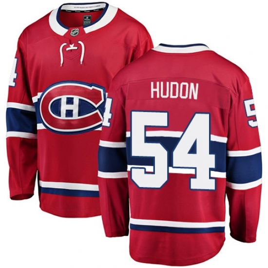 Youth Montreal Canadiens #54 Charles Hudon Authentic Red Home Fanatics Branded Breakaway NHL Jersey Youth Montreal Canadiens #54 Charles Hudon Authentic Red Home Fanatics Branded Breakaway NHL Jersey