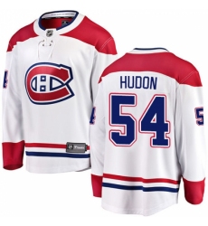 Youth Montreal Canadiens #54 Charles Hudon Authentic White Away Fanatics Branded Breakaway NHL Jersey