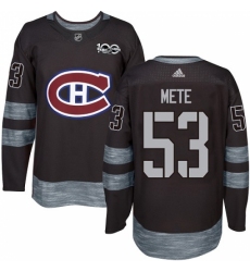 Men's Adidas Montreal Canadiens #53 Victor Mete Authentic Black 1917-2017 100th Anniversary NHL Jersey