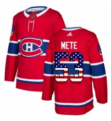 Men's Adidas Montreal Canadiens #53 Victor Mete Authentic Red USA Flag Fashion NHL Jersey