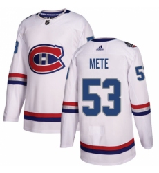 Men's Adidas Montreal Canadiens #53 Victor Mete Authentic White 2017 100 Classic NHL Jersey