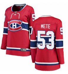 Women's Montreal Canadiens #53 Victor Mete Authentic Red Home Fanatics Branded Breakaway NHL Jersey