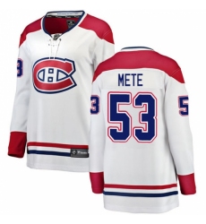 Women's Montreal Canadiens #53 Victor Mete Authentic White Away Fanatics Branded Breakaway NHL Jersey