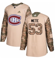 Youth Adidas Montreal Canadiens #53 Victor Mete Authentic Camo Veterans Day Practice NHL Jersey