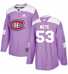 Youth Adidas Montreal Canadiens #53 Victor Mete Authentic Purple Fights Cancer Practice NHL Jersey