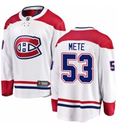 Youth Montreal Canadiens #53 Victor Mete Authentic White Away Fanatics Branded Breakaway NHL Jersey