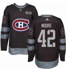 Men's Adidas Montreal Canadiens #42 Dominic Moore Authentic Black 1917-2017 100th Anniversary NHL Jersey