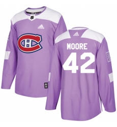 Men's Adidas Montreal Canadiens #42 Dominic Moore Authentic Purple Fights Cancer Practice NHL Jersey
