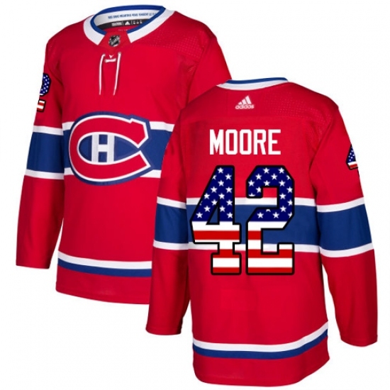 Men's Adidas Montreal Canadiens #42 Dominic Moore Authentic Red USA Flag Fashion NHL Jersey Men's Adidas Montreal Canadiens #42 Dominic Moore Authentic Red USA Flag Fashion NHL Jersey