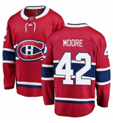 Men's Montreal Canadiens #42 Dominic Moore Authentic Red Home Fanatics Branded Breakaway NHL Jersey