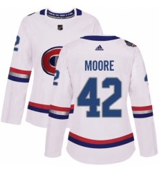 Women's Adidas Montreal Canadiens #42 Dominic Moore Authentic White 2017 100 Classic NHL Jersey