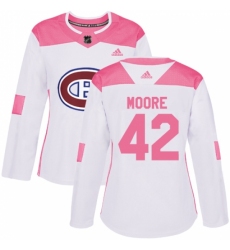 Women's Adidas Montreal Canadiens #42 Dominic Moore Authentic White/Pink Fashion NHL Jersey