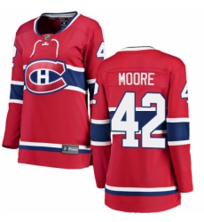 Women's Montreal Canadiens #42 Dominic Moore Authentic Red Home Fanatics Branded Breakaway NHL Jersey