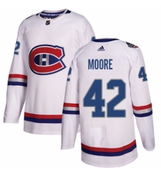Youth Adidas Montreal Canadiens #42 Dominic Moore Authentic White 2017 100 Classic NHL Jersey