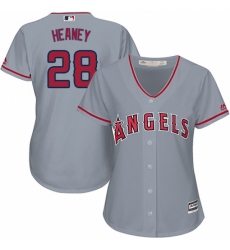 Women's Majestic Los Angeles Angels of Anaheim #28 Andrew Heaney Replica Grey Road Cool Base MLB Jersey