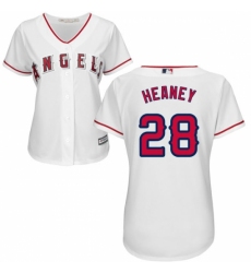 Women's Majestic Los Angeles Angels of Anaheim #28 Andrew Heaney Replica White Home Cool Base MLB Jersey