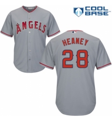 Youth Majestic Los Angeles Angels of Anaheim #28 Andrew Heaney Replica Grey Road Cool Base MLB Jersey