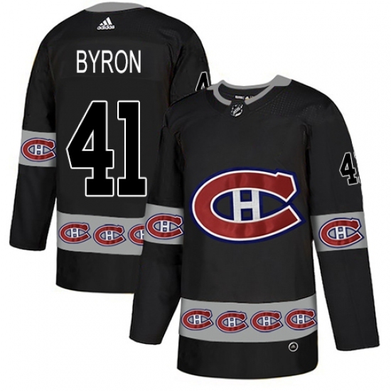 Men's Adidas Montreal Canadiens #41 Paul Byron Authentic Black Team Logo Fashion NHL Jersey Men's Adidas Montreal Canadiens #41 Paul Byron Authentic Black Team Logo Fashion NHL Jersey