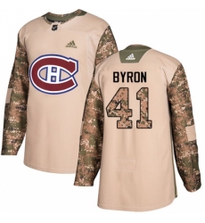 Men's Adidas Montreal Canadiens #41 Paul Byron Authentic Camo Veterans Day Practice NHL Jersey