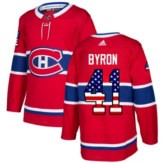 Men's Adidas Montreal Canadiens #41 Paul Byron Authentic Red USA Flag Fashion NHL Jersey Men's Adidas Montreal Canadiens #41 Paul Byron Authentic Red USA Flag Fashion NHL Jersey