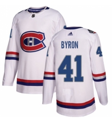 Men's Adidas Montreal Canadiens #41 Paul Byron Authentic White 2017 100 Classic NHL Jersey