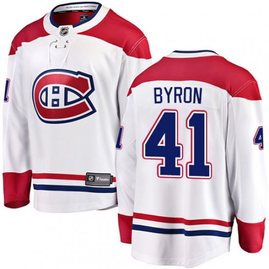 Men's Montreal Canadiens #41 Paul Byron Authentic White Away Fanatics Branded Breakaway NHL Jersey Men's Montreal Canadiens #41 Paul Byron Authentic White Away Fanatics Branded Breakaway NHL Jersey