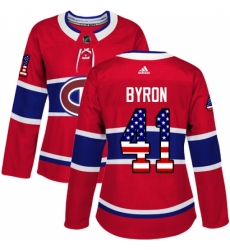 Women's Adidas Montreal Canadiens #41 Paul Byron Authentic Red USA Flag Fashion NHL Jersey