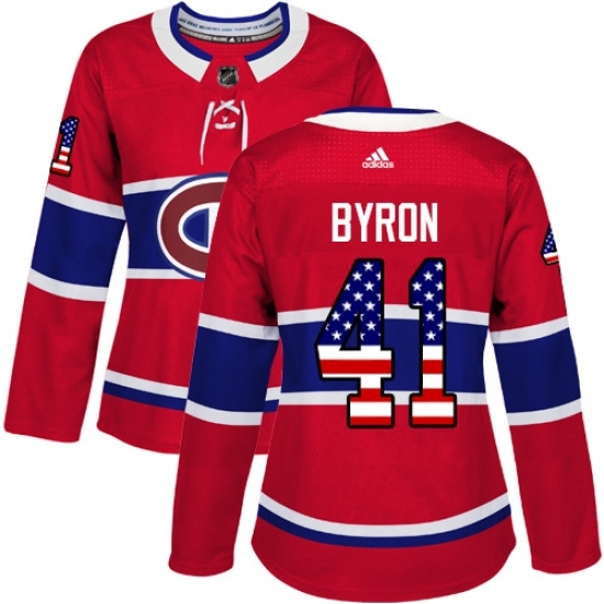 Women's Adidas Montreal Canadiens #41 Paul Byron Authentic Red USA Flag Fashion NHL Jersey Women's Adidas Montreal Canadiens #41 Paul Byron Authentic Red USA Flag Fashion NHL Jersey