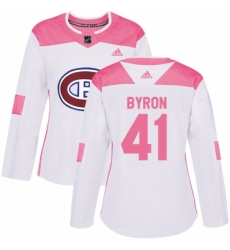 Women's Adidas Montreal Canadiens #41 Paul Byron Authentic White/Pink Fashion NHL Jersey