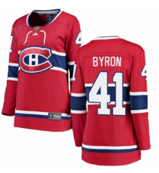 Women's Montreal Canadiens #41 Paul Byron Authentic Red Home Fanatics Branded Breakaway NHL Jersey