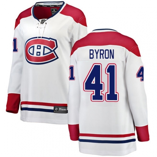 Women's Montreal Canadiens #41 Paul Byron Authentic White Away Fanatics Branded Breakaway NHL Jersey Women's Montreal Canadiens #41 Paul Byron Authentic White Away Fanatics Branded Breakaway NHL Jersey