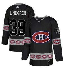Men's Adidas Montreal Canadiens #39 Charlie Lindgren Authentic Black Team Logo Fashion NHL Jersey