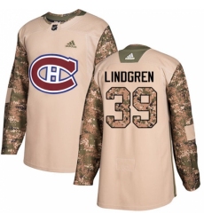 Men's Adidas Montreal Canadiens #39 Charlie Lindgren Authentic Camo Veterans Day Practice NHL Jersey