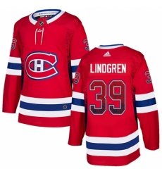 Men's Adidas Montreal Canadiens #39 Charlie Lindgren Authentic Red Drift Fashion NHL Jersey
