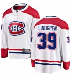 Men's Montreal Canadiens #39 Charlie Lindgren Authentic White Away Fanatics Branded Breakaway NHL Jersey