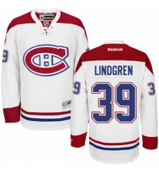 Men's Reebok Montreal Canadiens #39 Charlie Lindgren Authentic White Away NHL Jersey