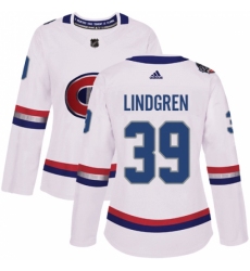 Women's Adidas Montreal Canadiens #39 Charlie Lindgren Authentic White 2017 100 Classic NHL Jersey